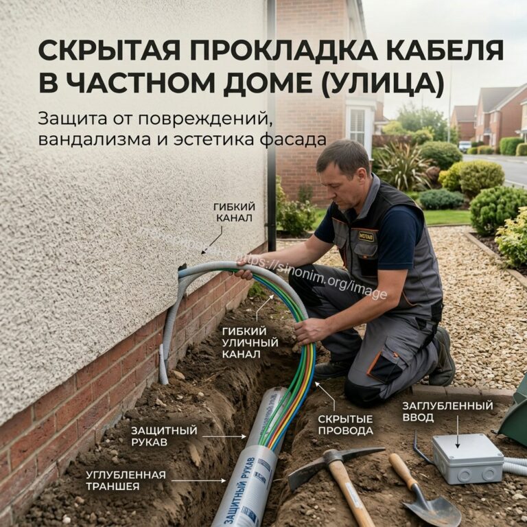 Дополнительная услуга — скрытый монтаж кабеля для видеокамеры в частном доме!